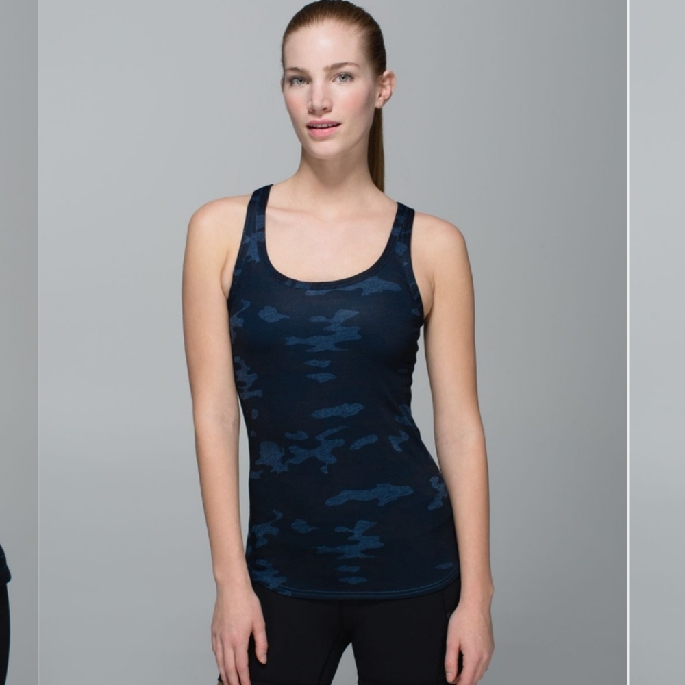Lululemon Studio Racerback Heathered Texture Lotus Camo Oil Slick Blue. NWT 4